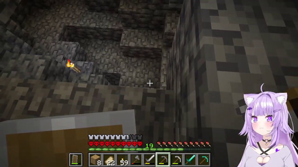 Minecraftの洞窟と59個のダイヤ、おかゆのVTuberモデル