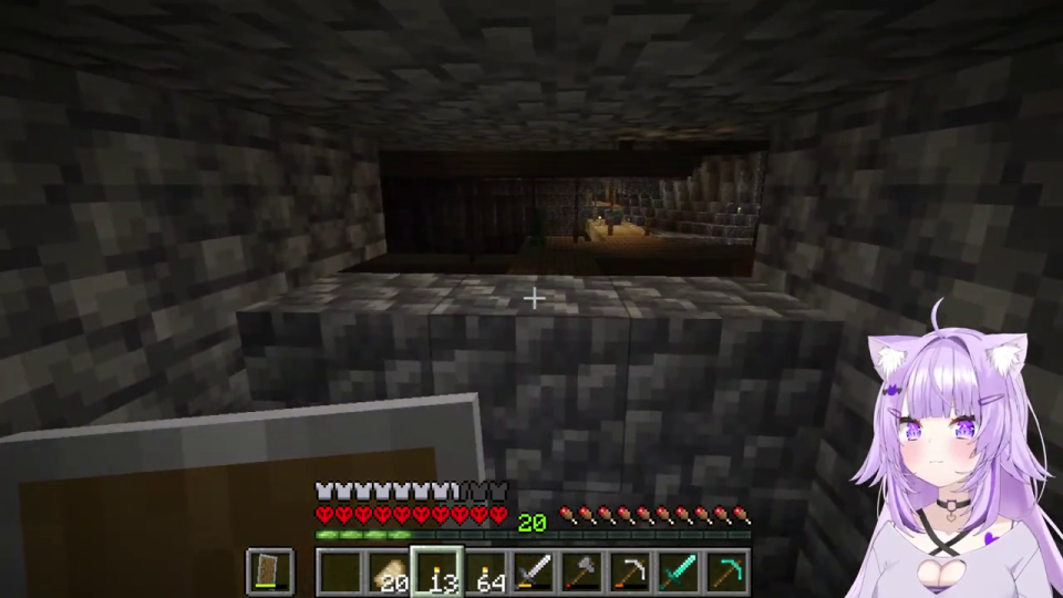 Minecraftの夜の広大な景色、おかゆのVTuberモデル
