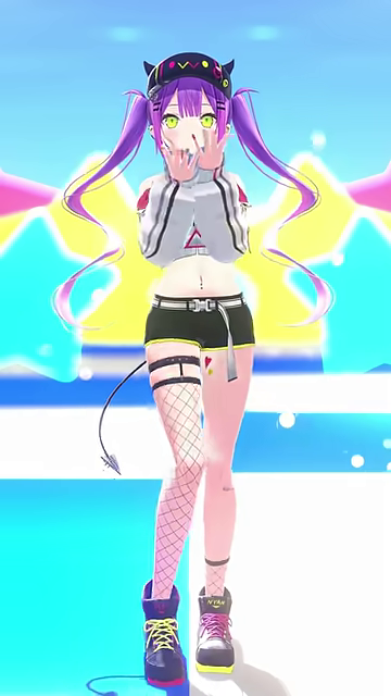 目を開け、両手を口元に添えるVTuber