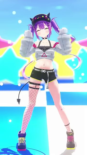 目を開けて両手でハートを作るVTuber