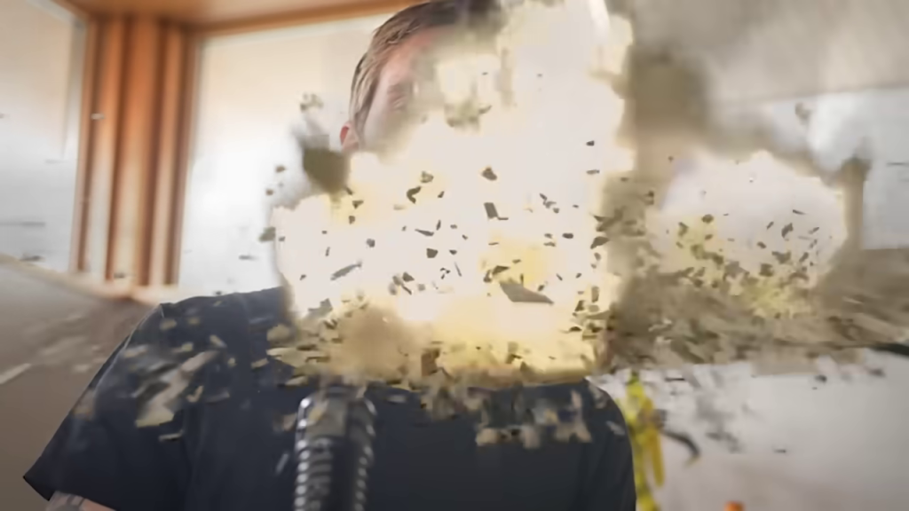 PewDiePieの顔が爆発するような視覚効果