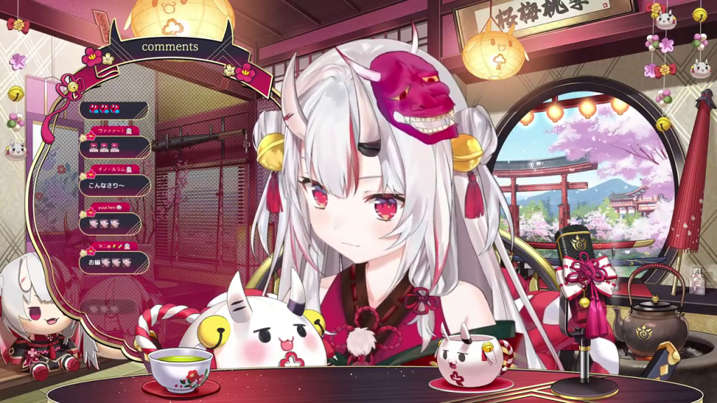 微笑むキャラクターとコメント欄