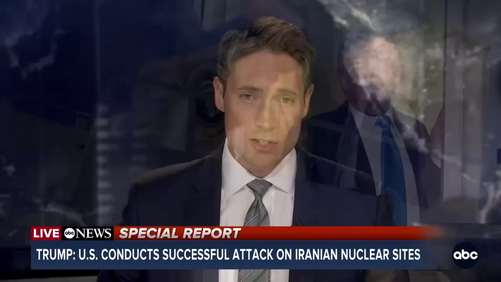 - トランプ政権によるイラン核施設攻撃のニュース速報の画面。深刻な事態を伝えるニュース速報は、読者に対して、この記事で取り扱う問題の重要性と緊急性を視覚的に訴え、記事への関心を高めます。